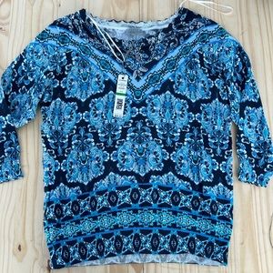 Joseph A. Women’s Print Top - Blue Size Large Reg $68